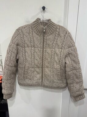 dh NEW YORK Chunky Knit Zip Jacket - Taupe